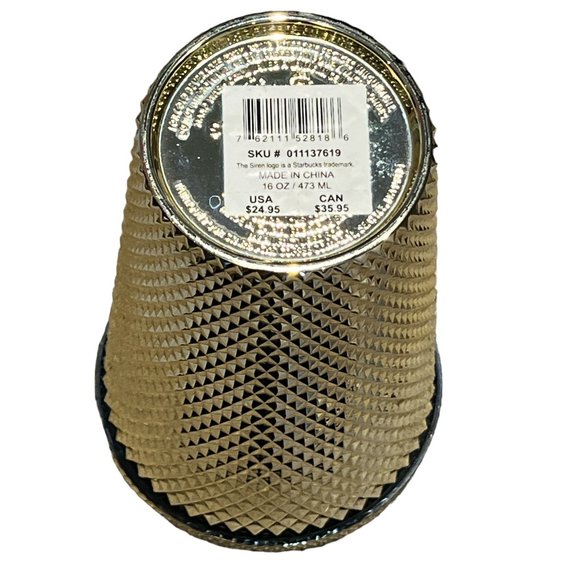 STARBUCKS Tumbler New Grande Holiday 2022 Gold Bling Metallic Chrome Studded - Picture 7 of 9